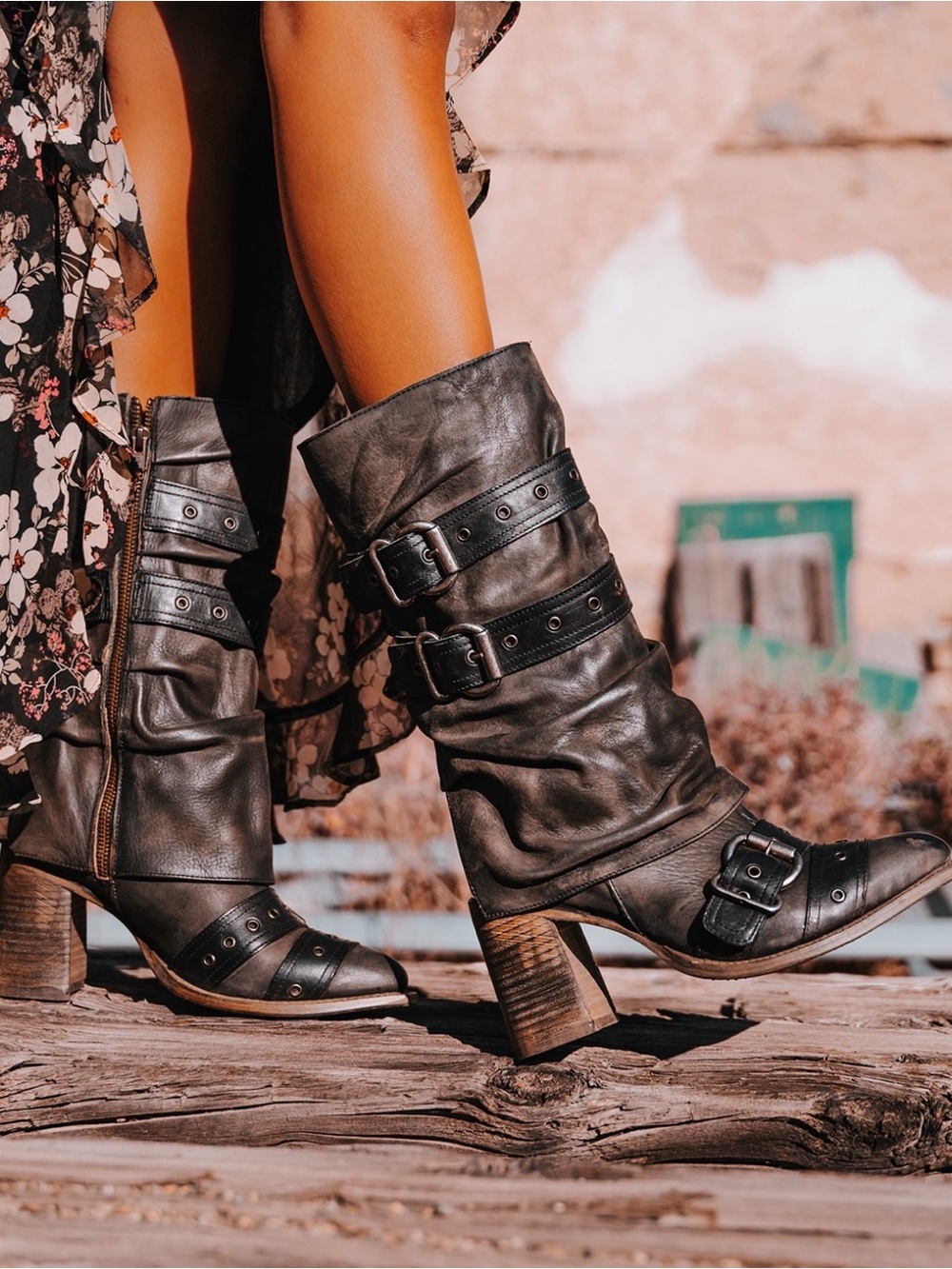 Freebird Jermaine Black Leather Harness Boots Women’s 9